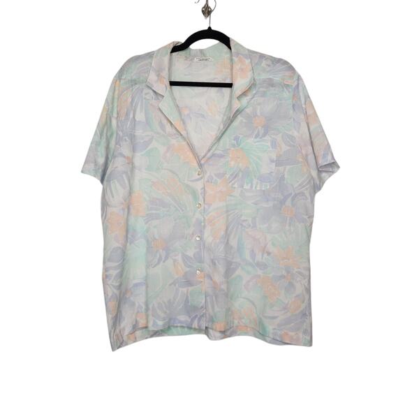 Alfred Dunner Tops - Vintage Pastel Coastal Grandma Alfred Dunner loral Sea Ocean Boho Resort Dad